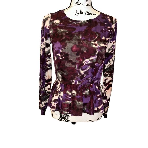 RED‎ Saks Fifth Avenue XS Shirt. Purple Splash Print Top. Retail 119.99 - Picture 3 of 9